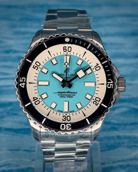 2026 Breitling Superocean 44MM Turquoise Dial Steel Bracelet (A17376211L2A1)