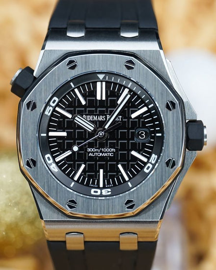 No Reserve - Audemars Piguet Royal Oak Offshore Diver 42MM Black Dial Rubber Strap (15710ST.OO.A002CA.01)