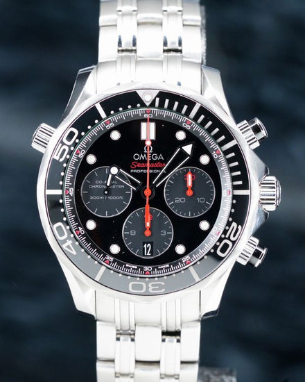 No Reserve - 2021 Omega Seamaster Diver 300M Chronograph 44MM Black Dial Steel Bracelet (212.30.44.50.01.001)