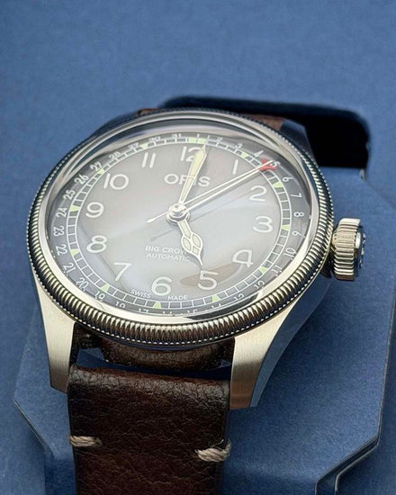 2026 Oris Big Crown Pointer Date 38MM Grey Dial Leather Strap (0175477794063)