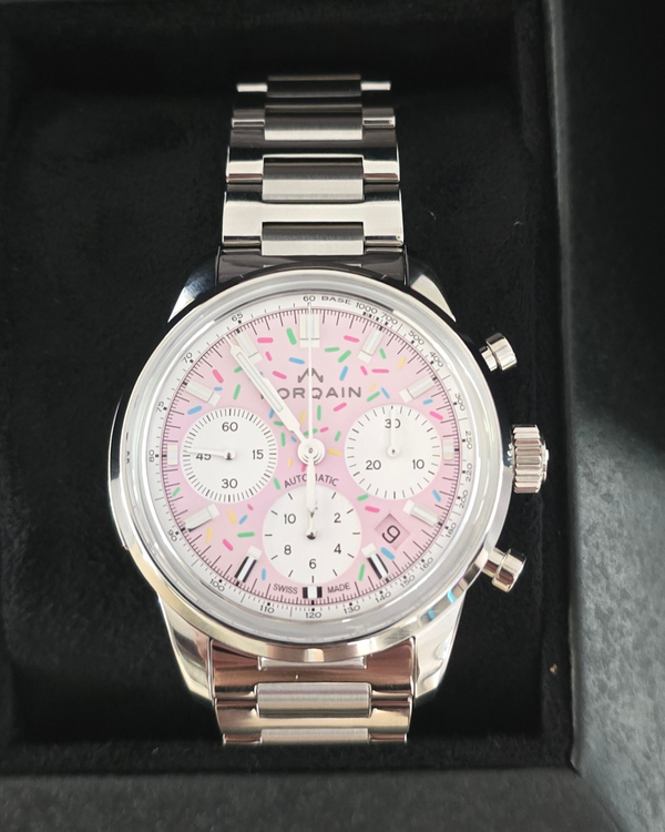2026 Norqain Freedom Chrono Enjoy Life "Sprinkles" L.E. 40MM Pink Dial Steel Bracelet (N2201.19S04.K01.S01)