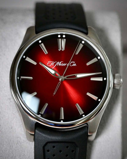 2026 H. Moser & Cie Pioneer 43MM Red Dial Rubber Strap (3200-1207)