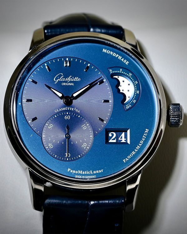2020 Glashütte Original PanoMaticLunar 40MM Blue Dial Leather Strap (1-90-02-46-32-61)