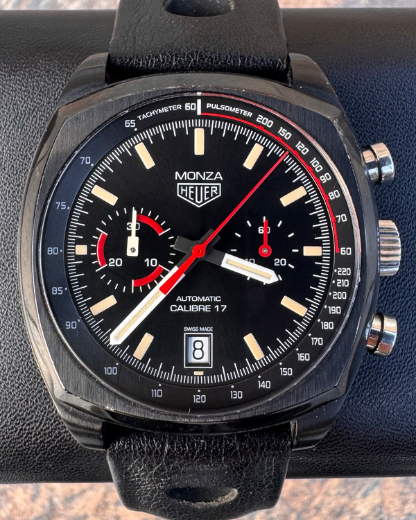 Tag Heuer Monza 40th Anniversary L.E. 42MM Black Dial Leather Strap (CR2080.FC6375)