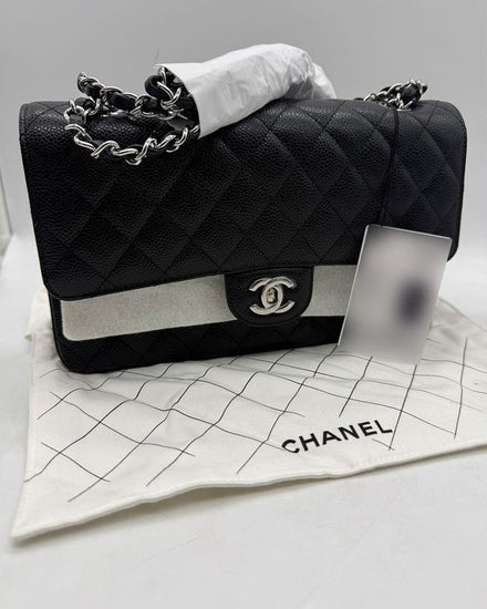 2019 Chanel Bag Classic Black Leather Silver-Tone Hardware Leather/Chain Strap (A01112)