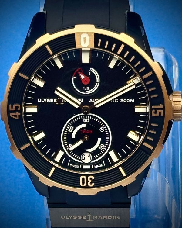 2026 Ulysse Nardin Diver 44MM Black Dial  Rubber  Strap (1185-170/BLACK)