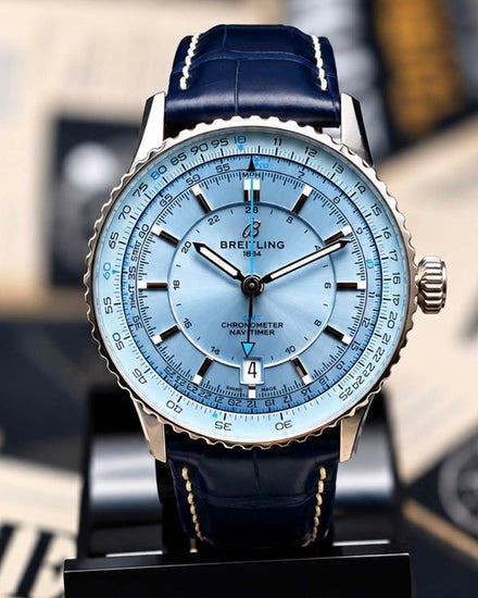 2025 Breitling Navitimer GMT 41MM Ice Blue Dial Leather Strap (A32310171C1P1)