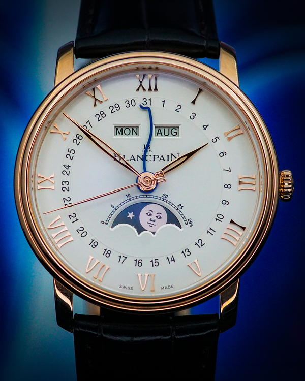 2018 Blancpain Villeret Quantième Complet 40MM White Dial Leather Strap (6654-3642-55B)