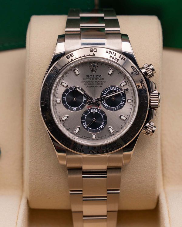 2020 Rolex Cosmograph Daytona 40MM Silver Dial White Gold Oyster Bracelet (116509)
