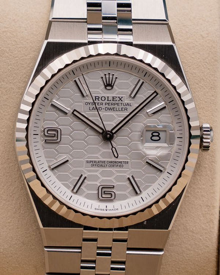 2026 Rolex Land-Dweller 40MM White "Honeycomb" Dial Flat Jubilee Bracelet (127334)