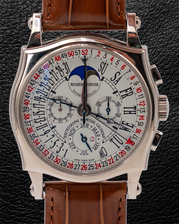 Roger Dubuis Sympathie Perpetual Calendar Bi-Retrograde Moonphase L.E. 40MM White Dial Leather Strap (SY40 5710 0)