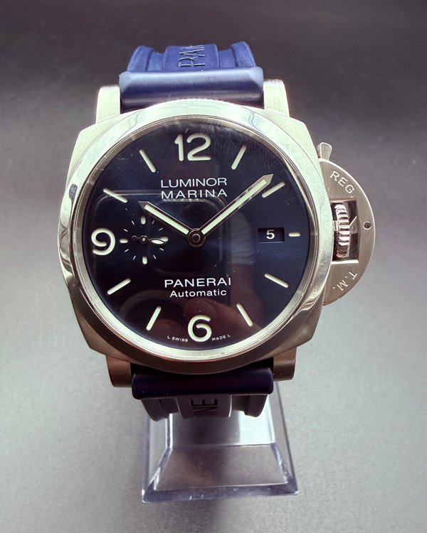 No Reserve - 2021 Panerai Luminor Marina 44MM Blue Dial Rubber Strap (PAM01313)
