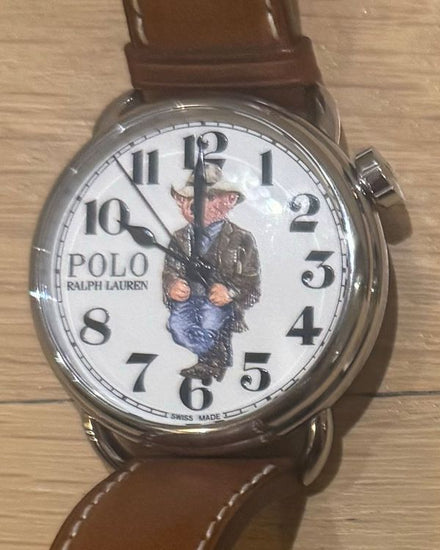 2025 Ralph Lauren Polo Bear Cowboy 42MM White Dial Leather Strap (100062934)