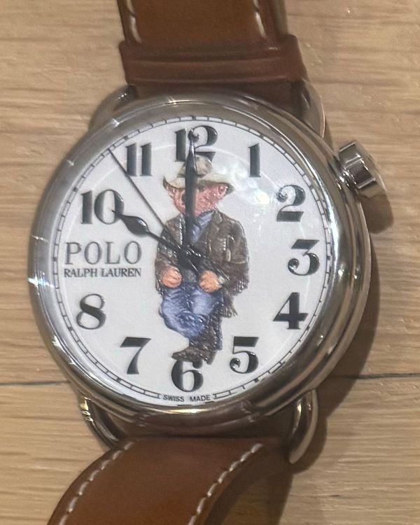 2025 Ralph Lauren Polo Bear 38MM White Dial Leather Strap (WAOM04614)