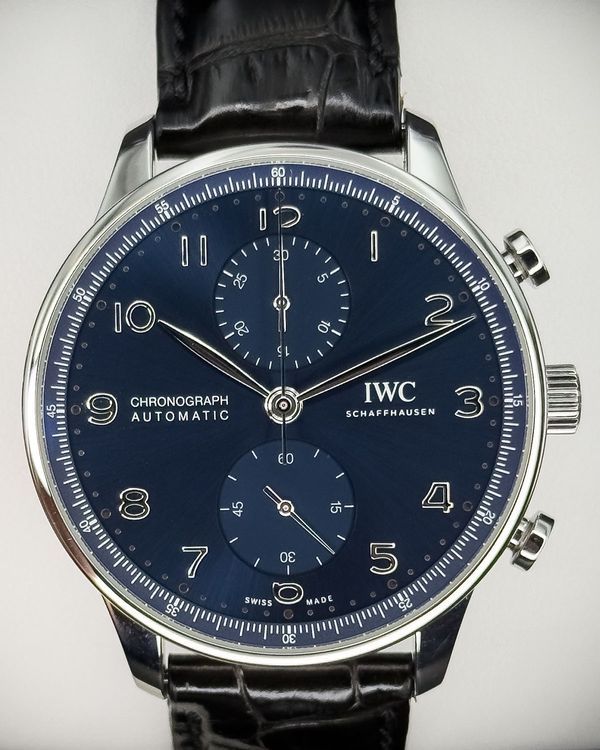 2021 IWC Schaffhausen Portugieser Chronograph 41MM Blue Dial Leather Strap (IW371606)