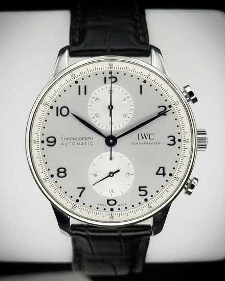 2021 IWC Schaffhausen Portugieser Chronograph 41MM Silver Dial Leather Strap (IW371605)