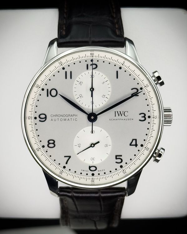 2021 IWC Schaffhausen Portugieser Chronograph 41MM Silver Dial Leather Strap (IW371605)