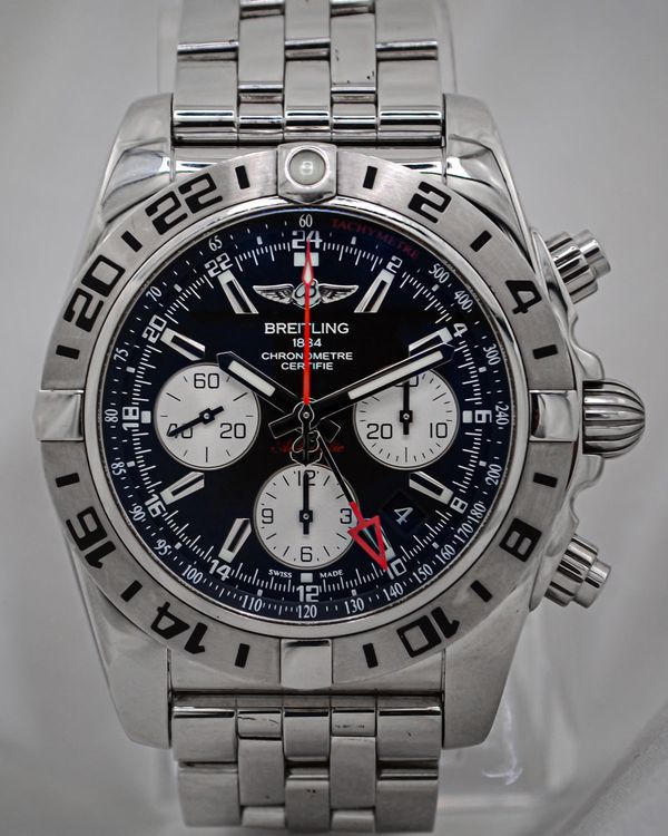 No Reserve - Breitling Chronomat GMT 44MM Black Dial Steel Bracelet (AB0420)