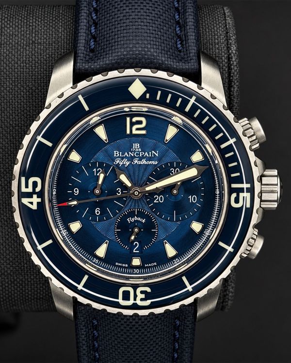 2017 Blancpain Fifty Fathoms Flyback 45MM Blue Dial Textile Strap (5085FB-1140-52B)