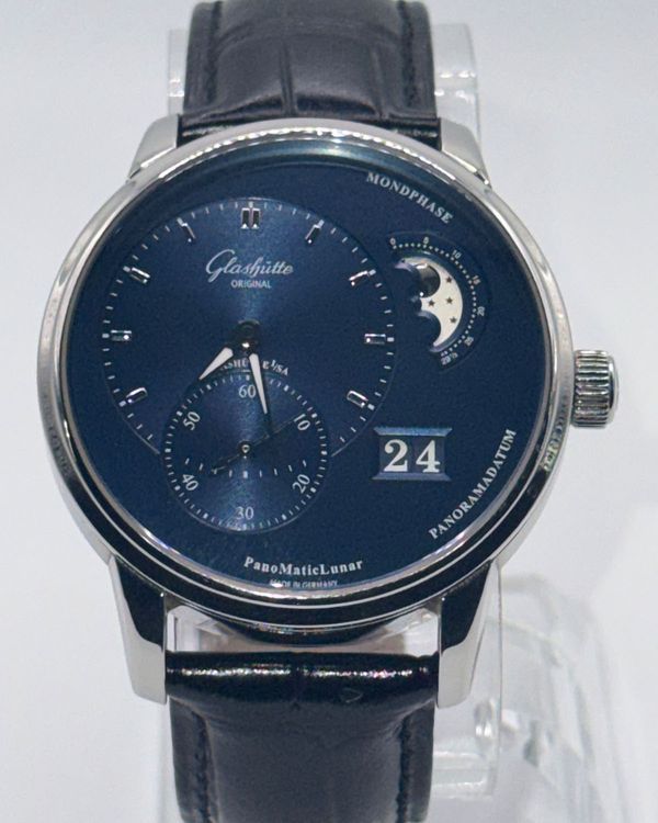 No Reserve - 2024 Glashütte Original PanoMaticLunar 40MM Blue Dial Leather Strap (1-90-02-46-32-35)