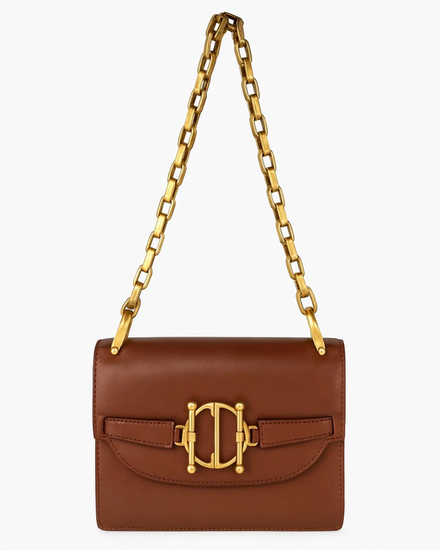 Dior DiorDirection "Maria Grazia Chiuri" Flap Bag Leather Gold-Tone Hardware Chain Strap (DiorDirection)