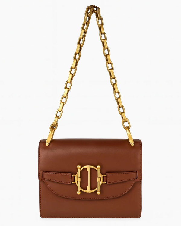 Dior DiorDirection "Maria Grazia Chiuri" Flap Bag Leather Gold-Tone Hardware Chain Strap (DiorDirection)