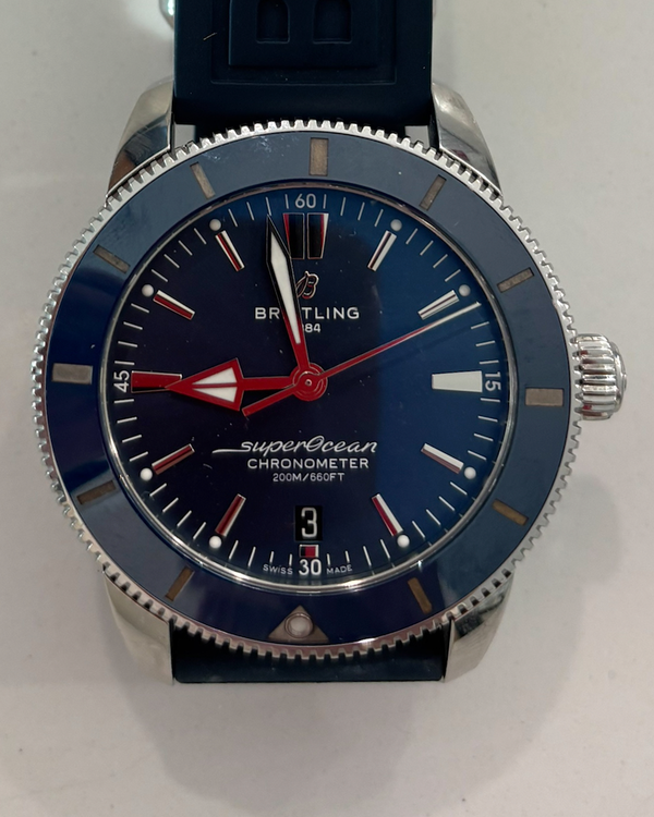2021 Breitling Superocean Heritage B20 44MM Blue Dial Rubber Strap (AB2030161C1S1)