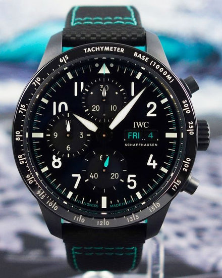 2024 IWC Schaffhausen Pilot Chronograph "AMG Petronas F1" 41MM Black Dial Rubber Strap (IW388306)