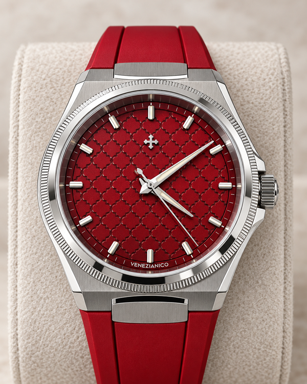 2026 Venezianico Arsenale "L.E." 44MM Red Moter of Pearl Dial Rubber Strap (Arsenale Bosphorus)