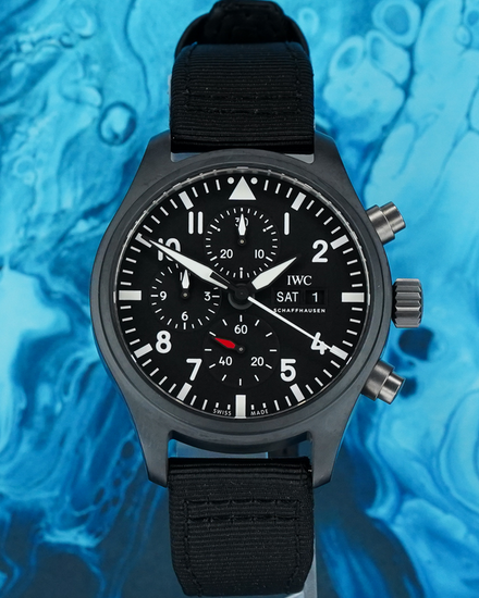 2020 IWC Schaffhausen Pilot Chronograph "Top Gun" 44.5MM Black Dial Textile Strap (IW389101)