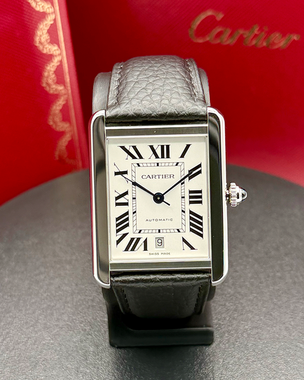 2015 Cartier Tank Solo XL 41MM Silver Dial Leather Strap (W5200027)