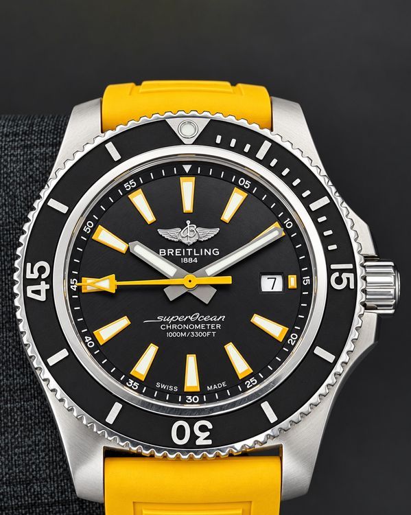 2022 Breitling Superocean 44MM Black Dial Rubber Strap (A17367)