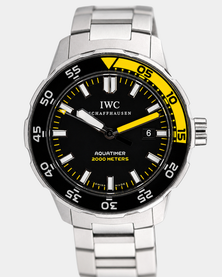 IWC Schaffhausen Aquatimer Automatic 2000 44MM Black Dial Steel Bracelet (IW356801)