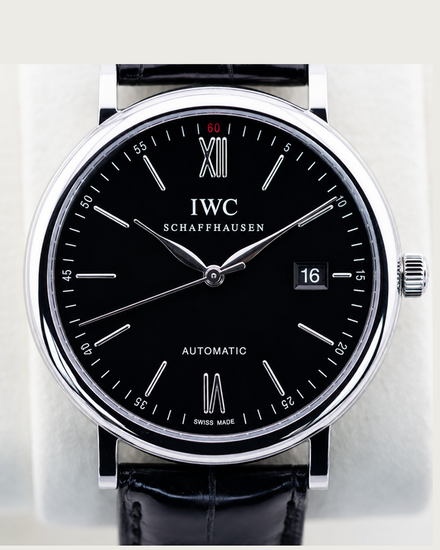 IWC Schaffhausen Portofino 40MM Black Dial Leather Strap (IW356502)
