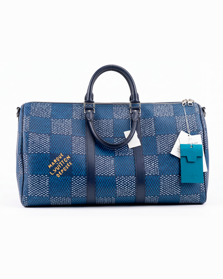 Louis Vuitton Keepall Bandoulière 50 SS24 Pharrell Williams Blue Damier Pop Canvas Silver-Tone Hardware (N40590 / M24220)