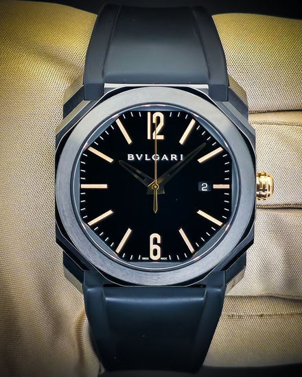 No Reserve - 2016 Bvlgari Octo 41MM Black Dial Rubber Strap (BGO41BBSVD)