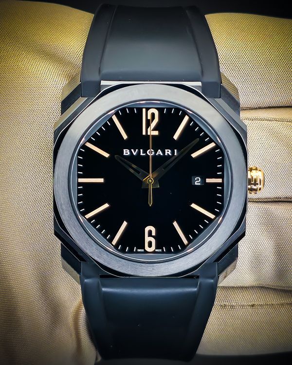No Reserve - 2016 Bvlgari Octo 41MM Black Dial Rubber Strap (BGO41BBSVD)
