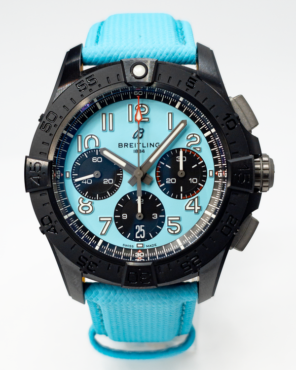 2026 Breitling Avenger B01 Chronograph Night Mission 42MM Turquoise Dial Leather Strap (SB0146)