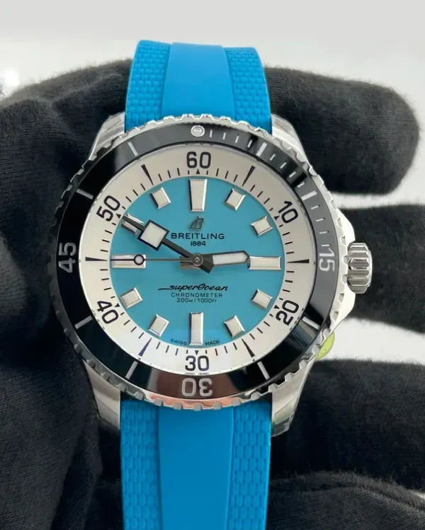 Breitling Superocean 44MM Turquoise Dial Rubber Strap (A17376)