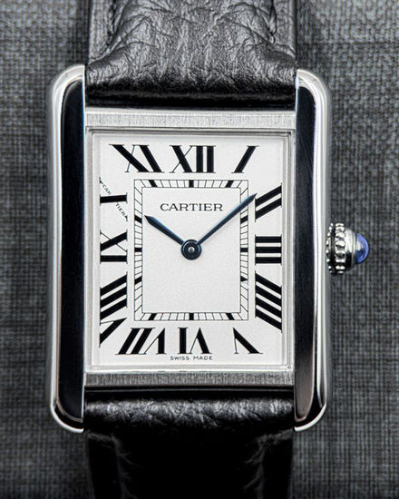 No Reserve - 2007 Cartier Tank 24MM Quartz Silver Dial Leather Strap  (W1018255)
