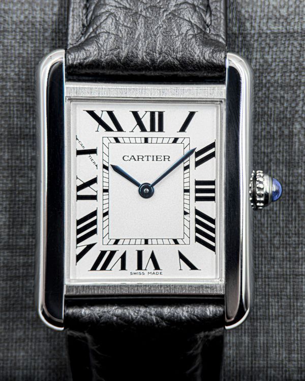No Reserve - 2007 Cartier Tank 24MM Quartz Silver Dial Leatewr Strap  (W1018255)