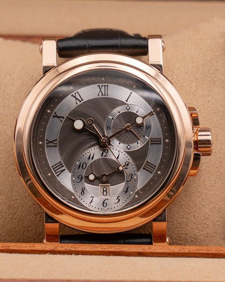2020 Breguet Marine Dual Time 42MM Rhodium Dial Leather Strap (5857BR/Z2/5ZU)