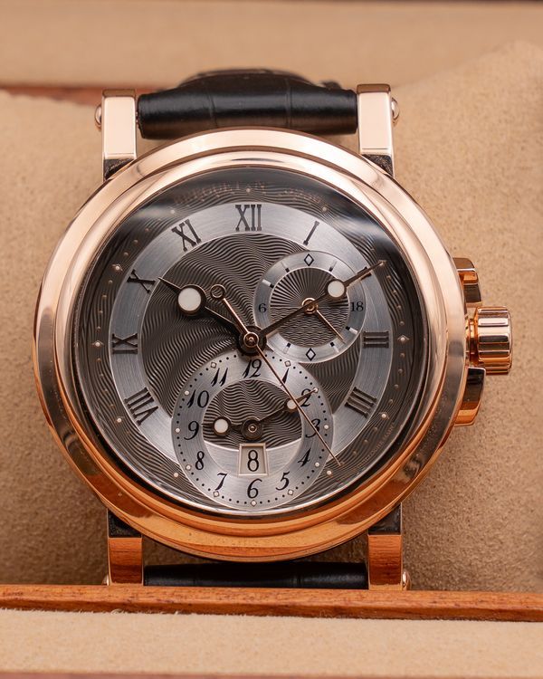 2020 Breguet Marine Dual Time 42MM Rhodium Dial Leather Strap (5857BR/Z2/5ZU)