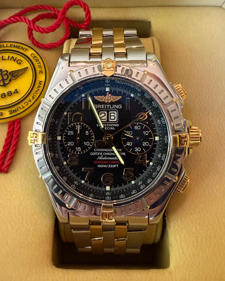 2004  Breitling Crosswind 43MM Black Dial Two-Tone Bracelet (B44356)