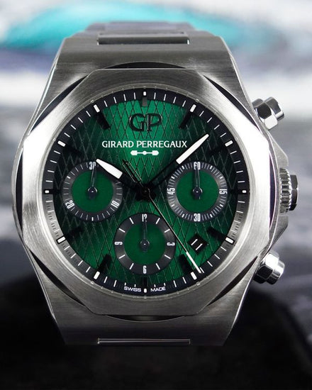 2021 Girard Perregaux Laureato Chronograph "Aston Martin" L.E. 42MM Green Dial Steel Bracelet (81020-11-001-11A)