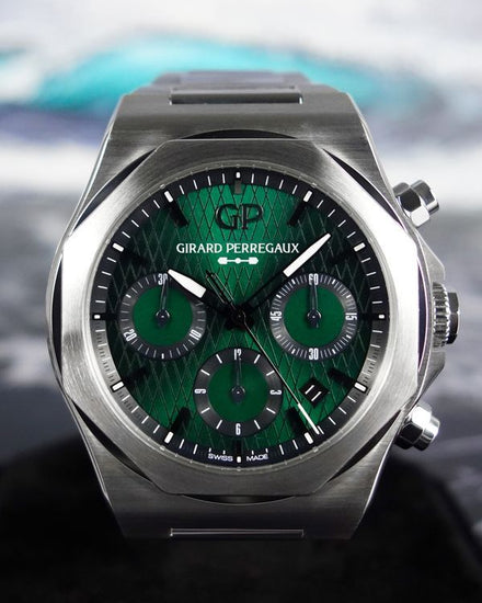 2021 Girard Perregaux Laureato Aston Martin L.E. 42MM Green Dial Steel Bracelet (81020-11-001-11A)