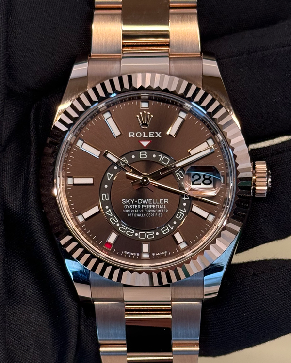 2026 Rolex Sky-Dweller 42MM Chocolate Dial Rose Gold Oyster Bracelet (336935)