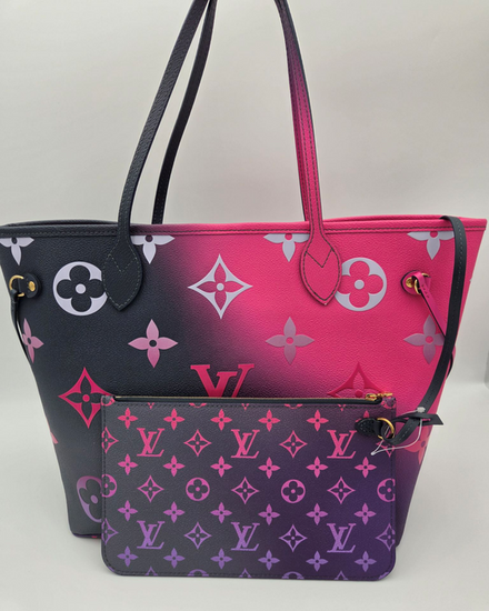 Louis Vuitton Neverfull MM "Spring in the City" Collection L.E. Midnight Fuchsia Gradient Monogram Gold-Tone Hardware (M20511)
