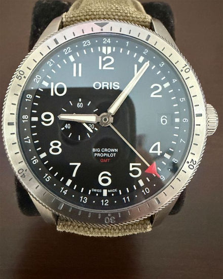 No Reserve - Oris Big Crown ProPilot Timer GMT 44MM Black Dial Textile Strap (01 748 7756 4064-07 3 22 02LC)