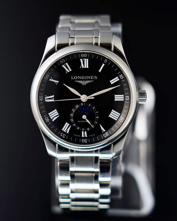 No Reserve - 2021 Longines Master Collection Moonphase 40MM Black Dial Steel Bracelet (L2.909.4.57.6)